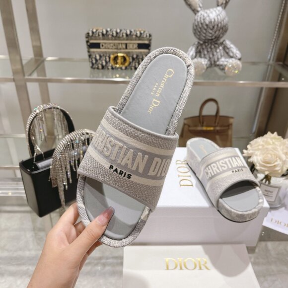 Christian Dior Oblique Denim D-Way Platform Sandal in Gray - Picture 7 of 9